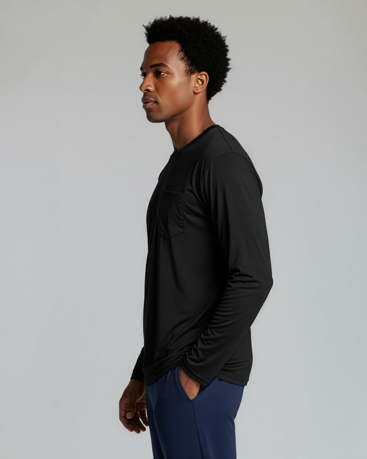 Real Essentials Men's Dry-Fit Long Sleeve Crew T-Shirt - 4 Pack | UPF 50, Active & Comfortable (S-5XLT)