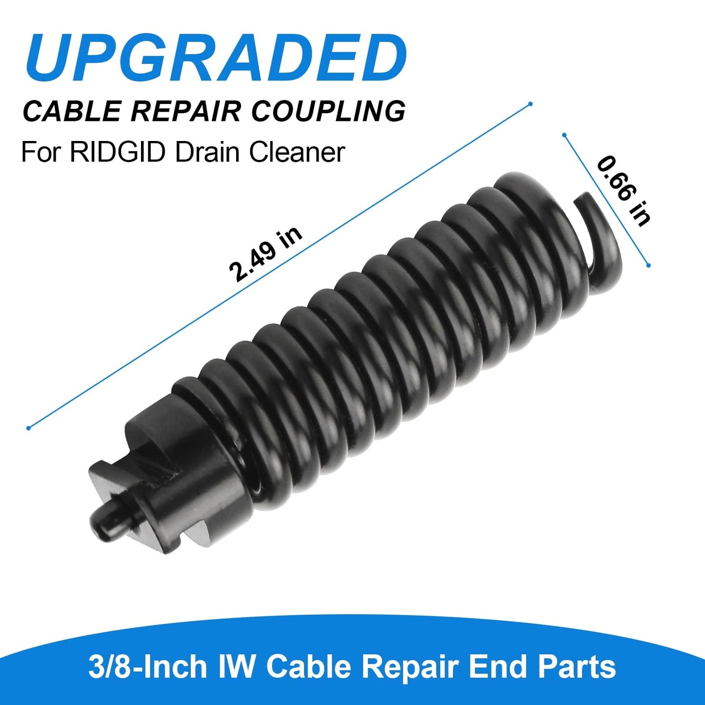 GGTE Upgraded 91037 Cable Repair Coupling for RIDGID Drain Cleaner, 3/8-Inch IW Cable Repair End Parts