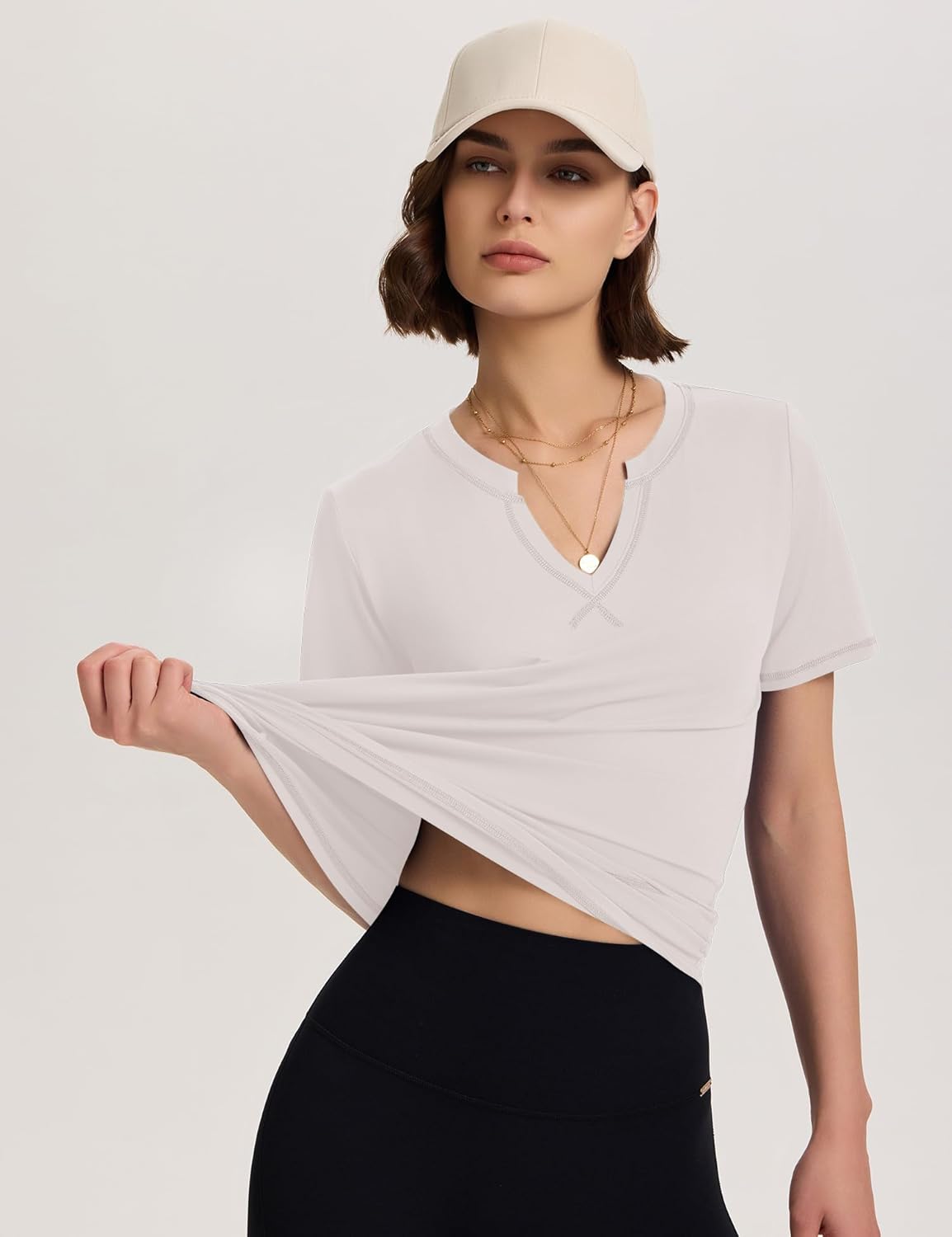 TCOT Women's V-Neck Workout Tops - Short Sleeve Athletic T-Shirts for Yoga & Hiking