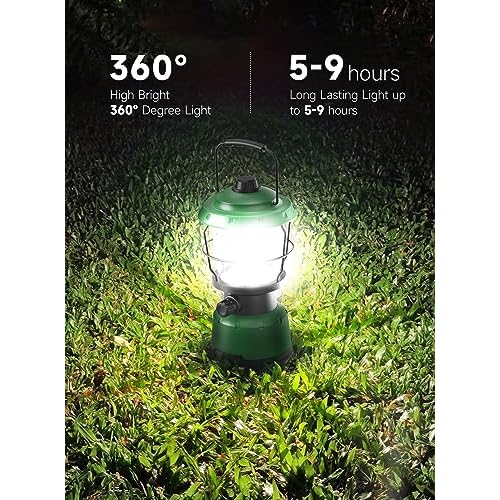 LED Camping Lantern, 2500LM Dimmable Vintage Rechargeable Lantern, Water Resistant Portable Emergency Lights for Camping, Home Power Outage, Hurricane, Hiking