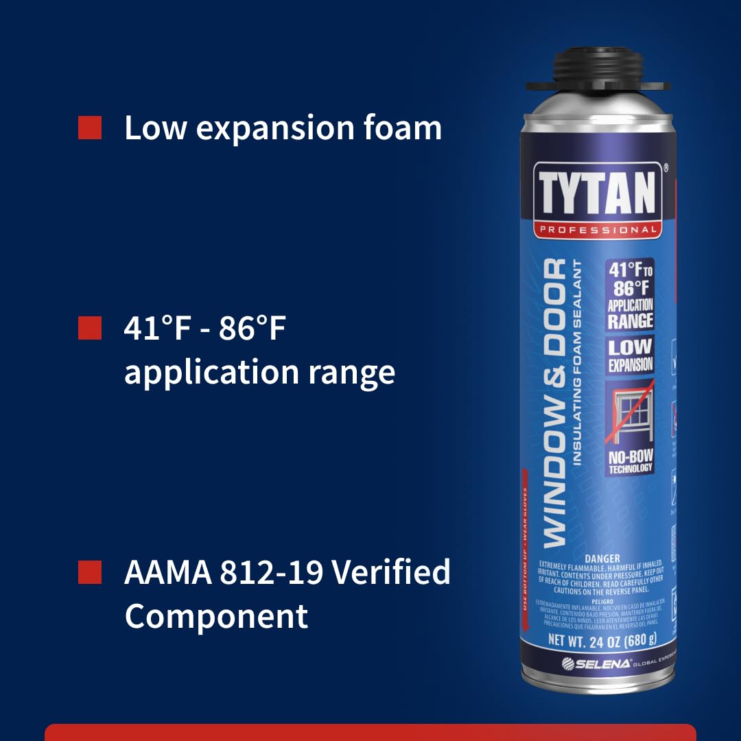 Window & Door Insulating Foam Sealant, High R-Value for Superior Insulation, Water-Resistant, Low Expansion, Eco-Friendly, AAMA & UL Verified (6x24 oz)