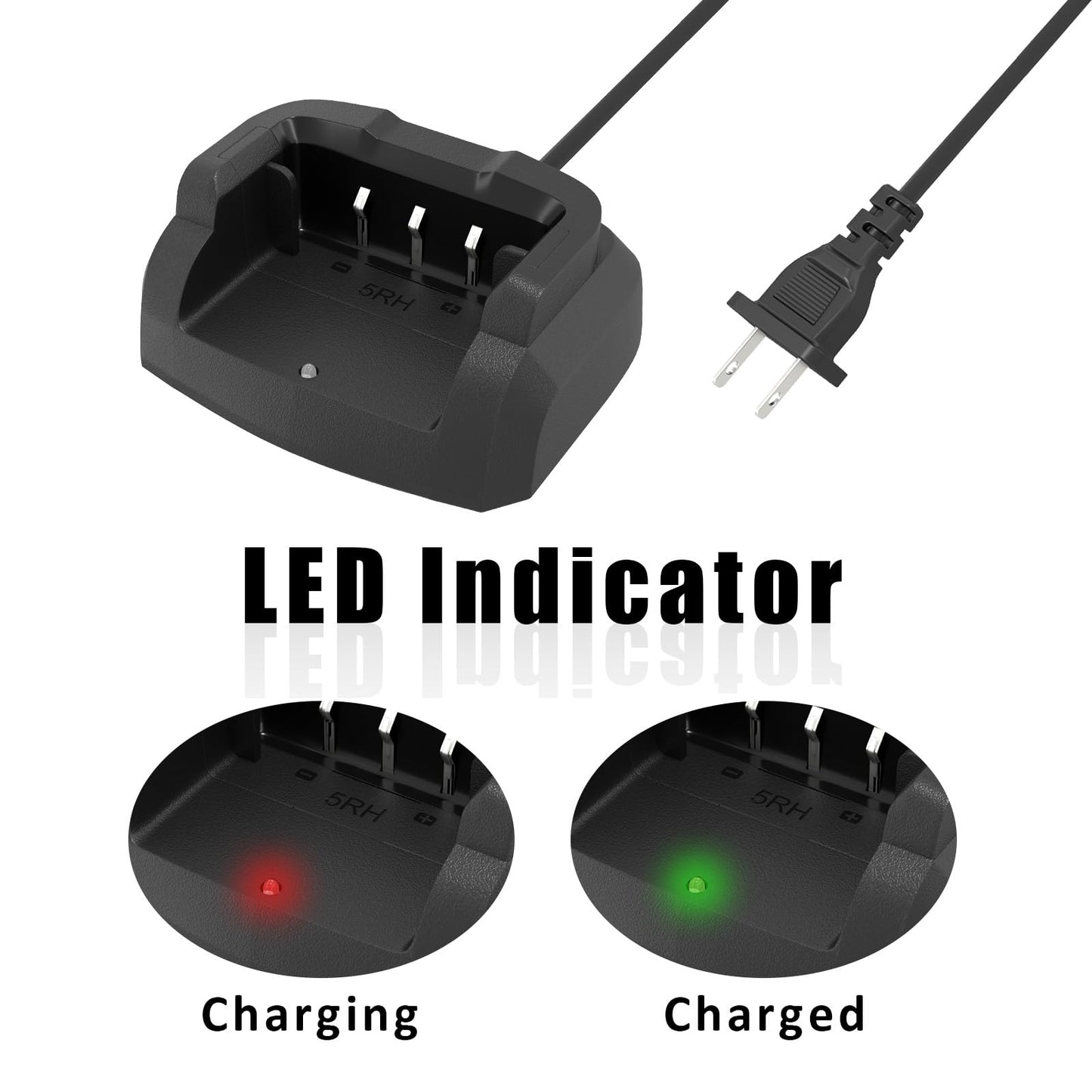 2 Pack BAOFENG UV-5RM Battery Charger Base for K5Plus Two Way Radio GM-5RH Walkie Talkie Accessories Charger Desktop for UV-5G Plus AR-5RM Radio