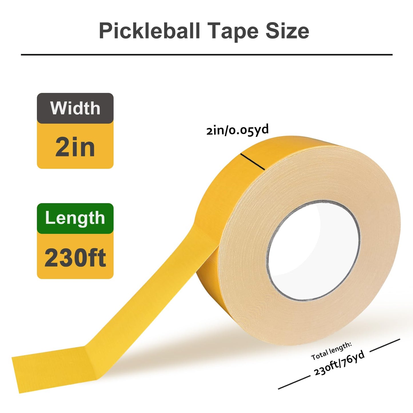 VloEssic Portable Pickleball Court Tape Lines Outdoor/Indoor, 2in x 230FT Temporary Pickleball Court Marking Kit, Pickleball Tape for Outdoor Court, Like Pickleball, Badminton, Tennis, Basketball
