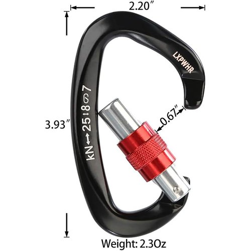 LXPWHR D Shape Carabiner 25KN Heavy Duty Climbing Mountaineer Expanding exploratory Caverns Connection Protection Locking Carabiner Clip Carabiner Screw Lock Hammock Camping Outdoor Equipment…