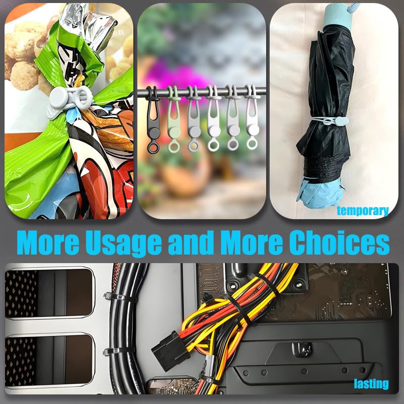 120 Pcs Cable Organizer Set, 20pcs Silicone Cable Ties Reusable & Nylon Cable Ties 100pcs, Multipurpose Elastic Cord Management Organizer for Charger, USB, Phone, Data Cables - Black White Green Grey