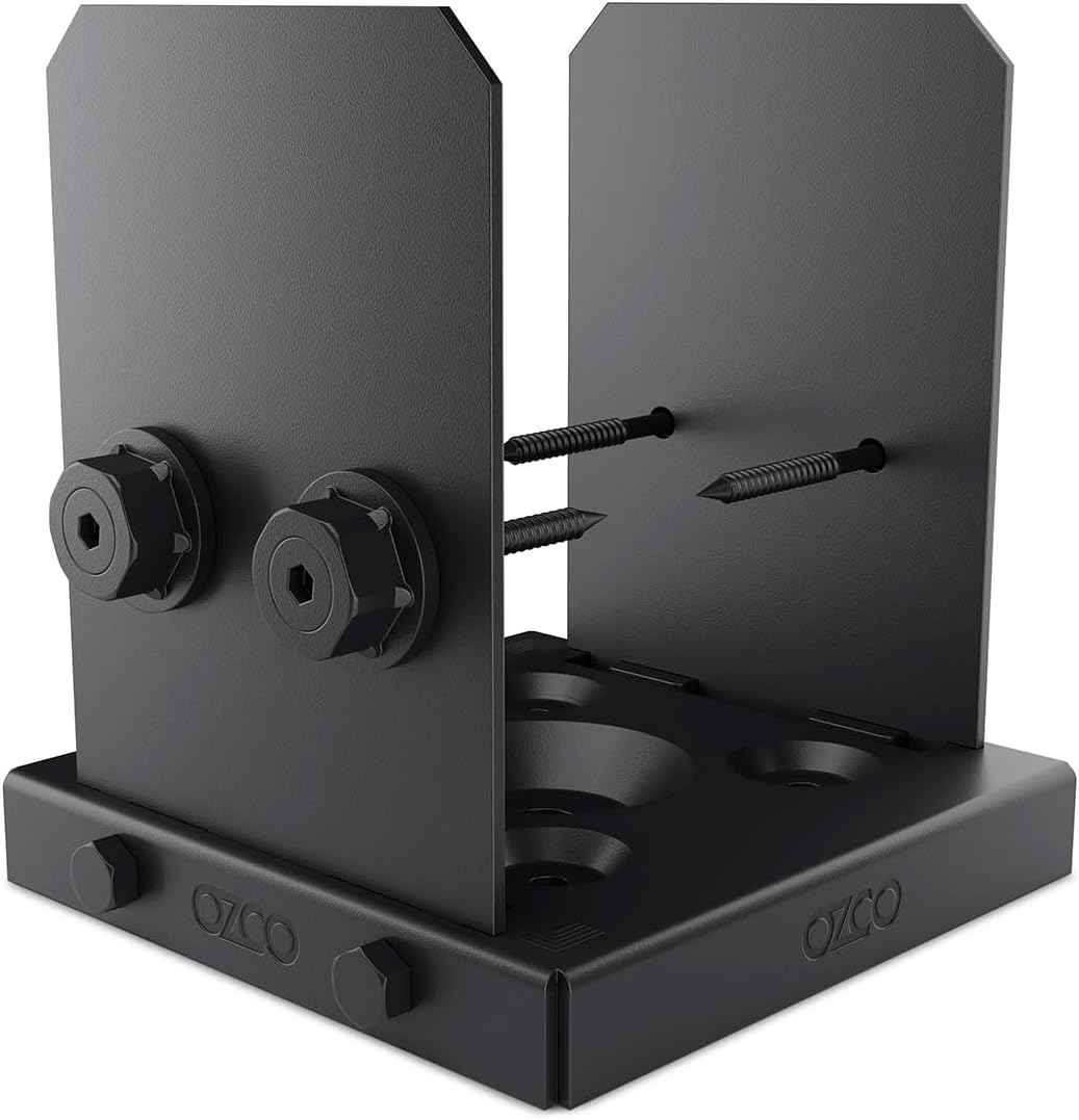 Ozco Laredo Sunset Lite 6x6 Post Base Kit - Galvanized Steel with Decorative Plates & Screws