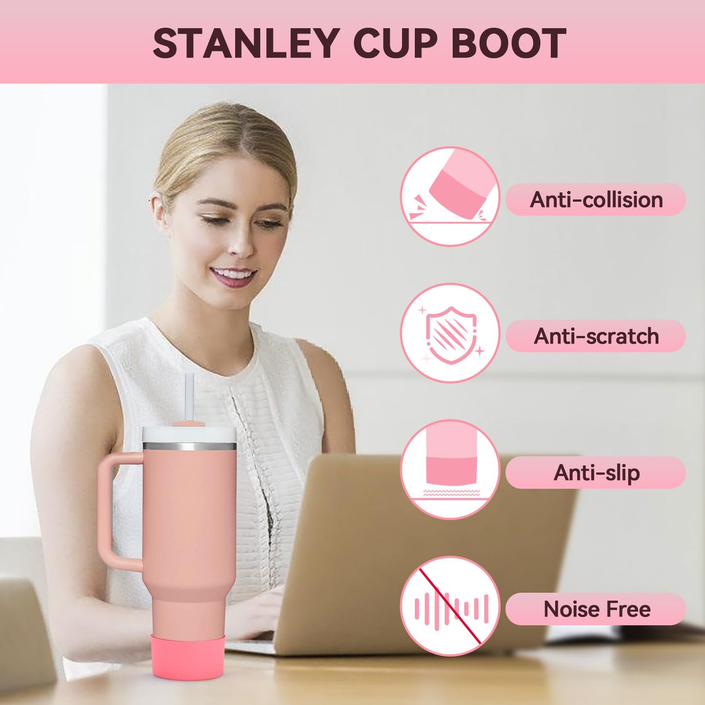 2PCS for Stanley Boot, Silicone Bottom for Quencher Adventure 40oz 30oz IceFlow 20oz 30oz Bottle&for Hydroflask Tumbler 12-24oz for Stanley Cup Accessories Avoid Scratches&Noise