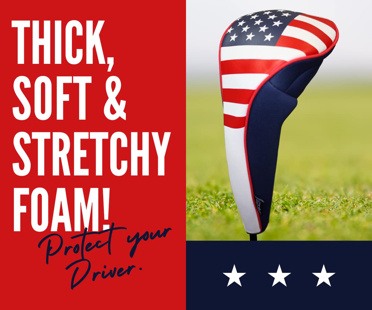 USA Patriot Golf Zipper Head Covers Driver #1 Headcover Neoprene