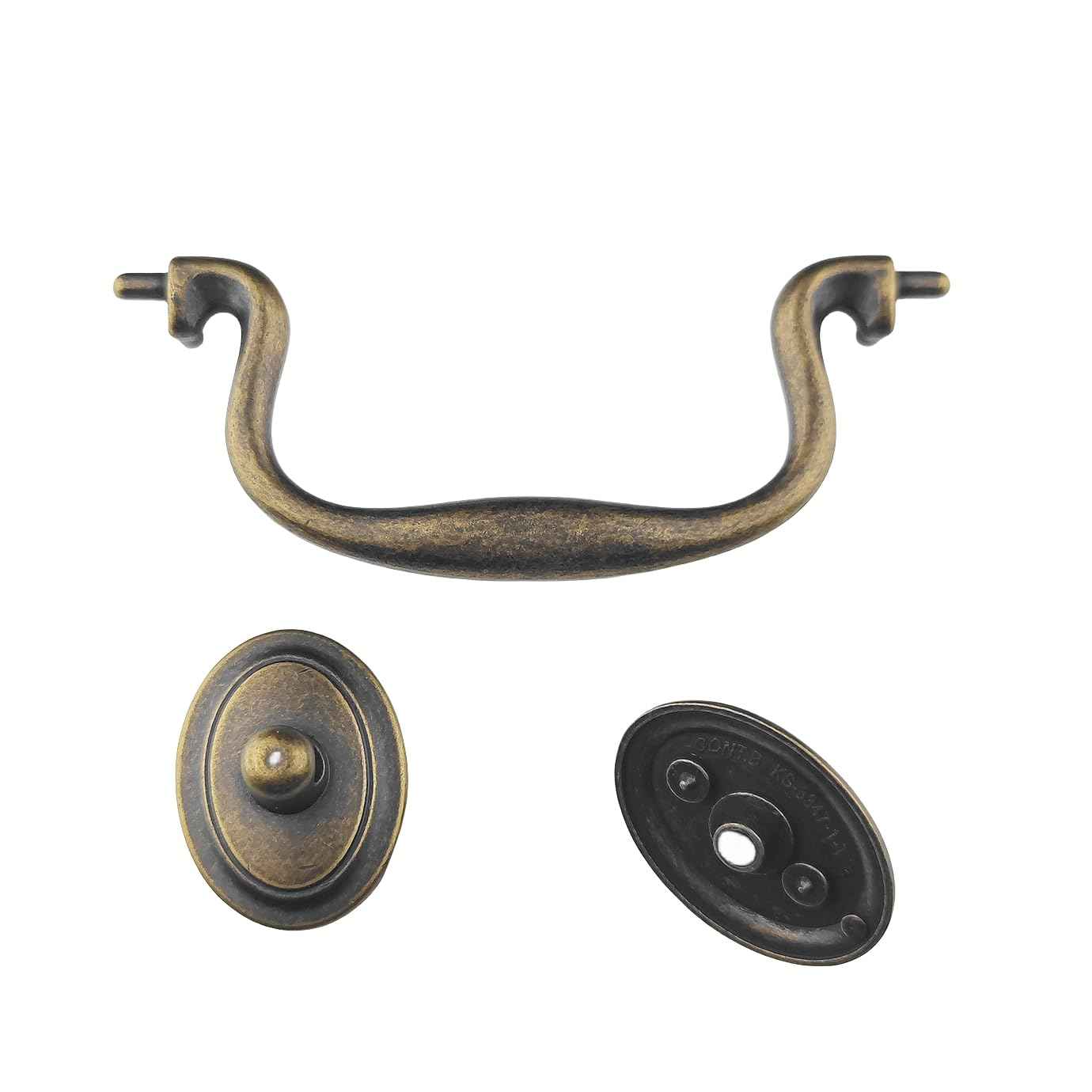 MuDuJia 4-Pack 4" Hole Centers Dark Antique Brass Drawer Dresser Pulls Handles Droop Bail Pulls for Kitchen Cabinet Doors Furniture Hardware C-C:102mm (Antique Brass,4)