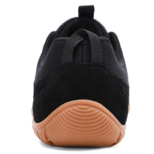 JUJIAOSO Unisex Wide Barefoot Shoes for Men Women Outdoor | Zero Drop | Wide Width Fashion Sneaker Minimalist Walking Shoes(Black/Brown,Women 12/Men 11)