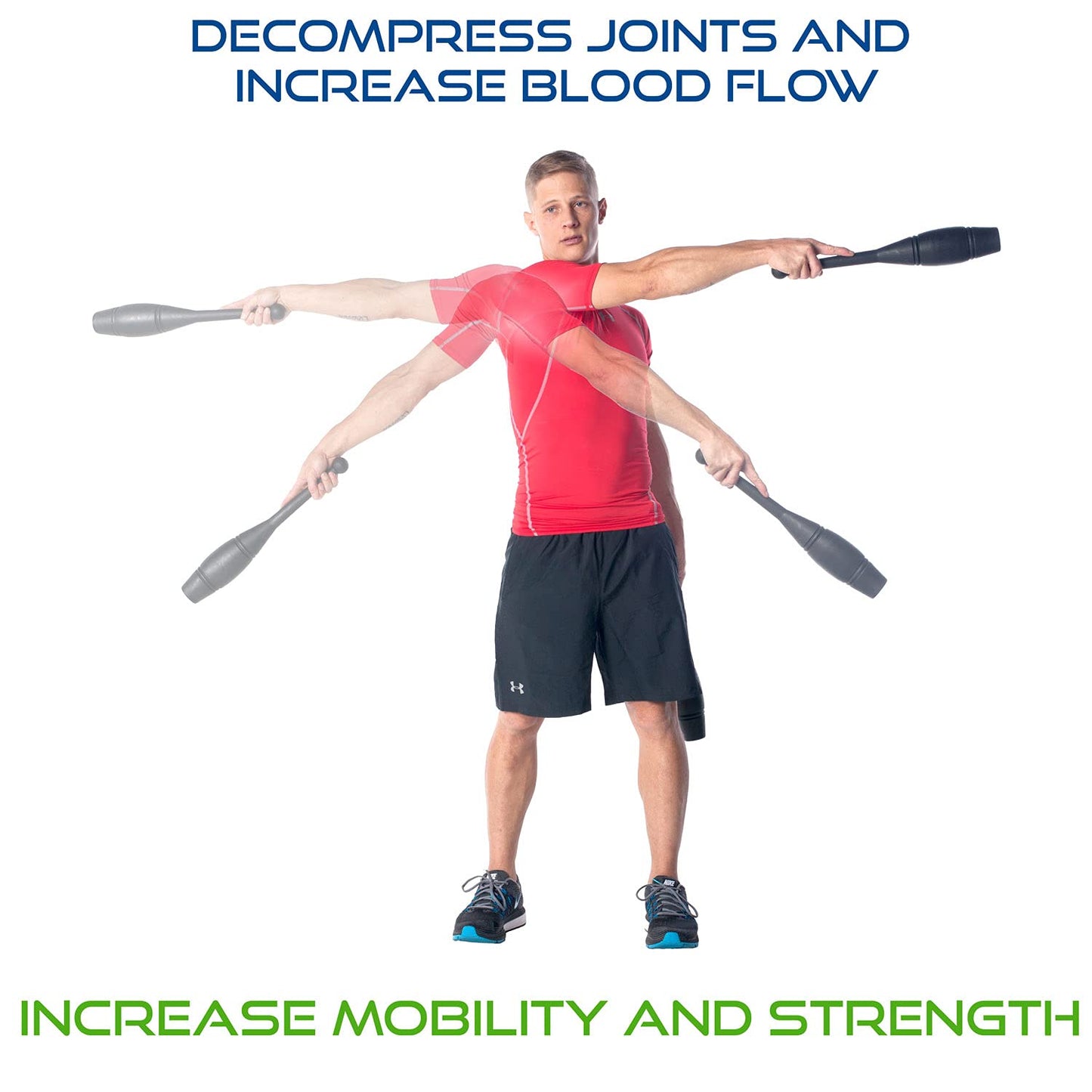 Ultimate Body Press Indian Clubs - 1lb, 2lb and 3lbs Pairs