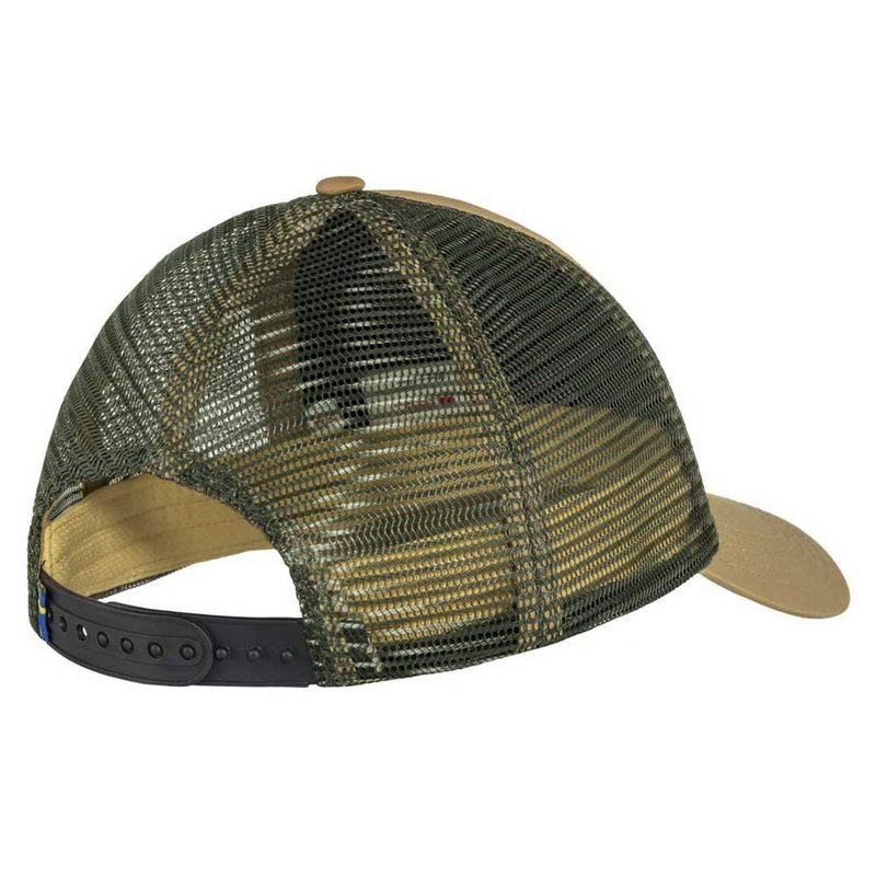 Fjällräven 1960 Logo Langtradarkeps Cap - Breathable Mesh, Adjustable Snapback, Trucker Style - Hiking, Travel, Buckwheat Brown, Small/Medium