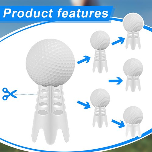 Honoson 30 Pieces Golf Simulator Tees for Home Outdoor Indoor Golf Tees Simulator Plastic Practice Training for Winter Turf and Driving Range, 15 Tall and 15 Small (White)