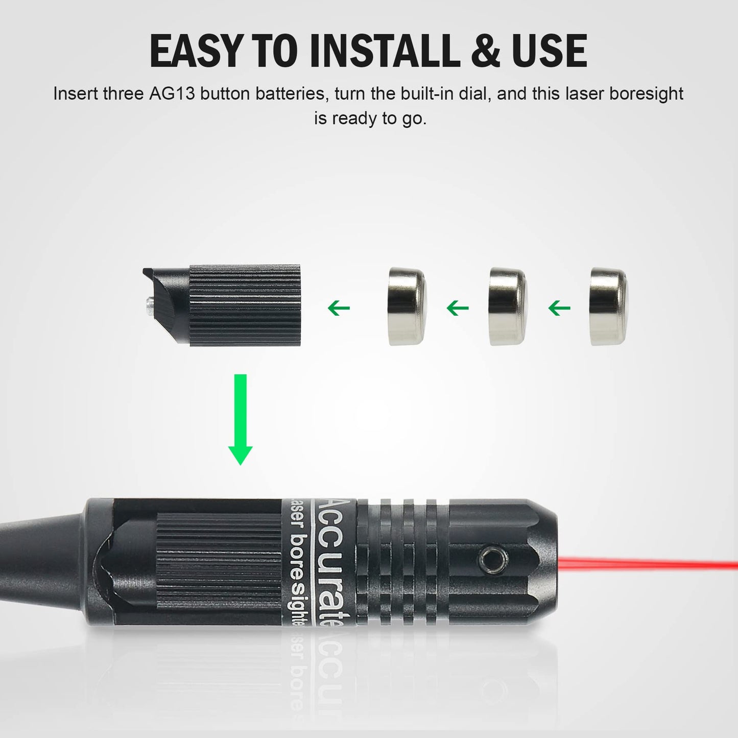 PINTY Bore Sight Laser Kit (Charging, Red Laser, 5 Adapters)