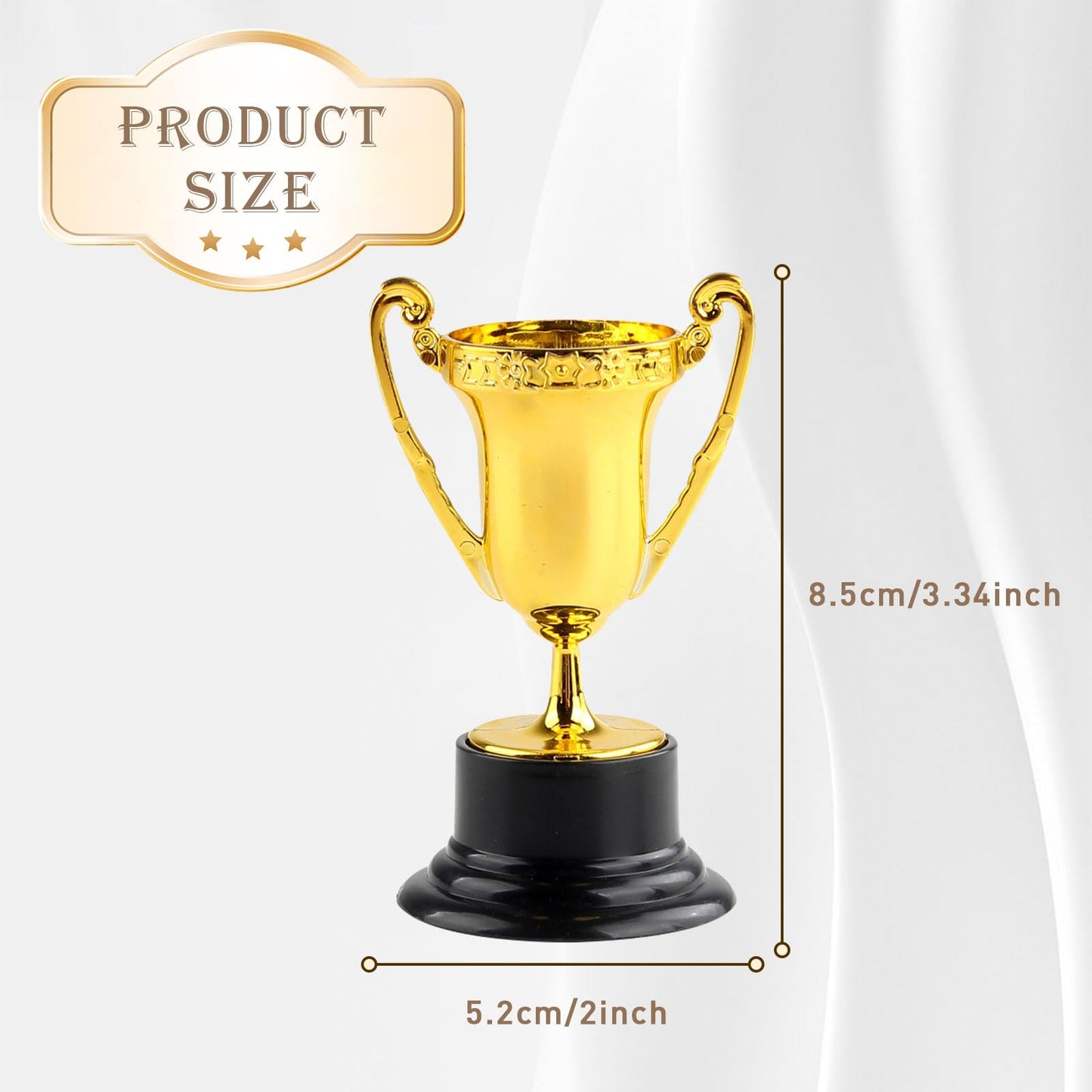 Hyuetrsa 48 PCS Mini Gold Trophy Cups, 3.4×2 Inch Plastic Gold Award Trophy Cups, Gold Participation Trophy Cup Perfect for Party Favors, Sports Competitions, Rewards, Winning Prizes