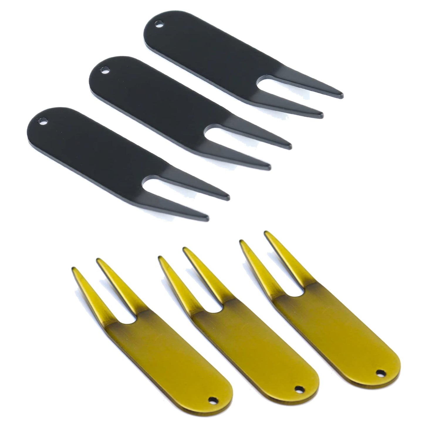 Leewoth 6Pcs Metal Bending Golf Divot Repair Tool, Golf Repair Tool, Golf Accessories, Lightweight and Sturdy (Black and Bronze)