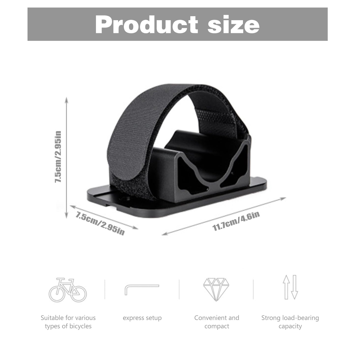 Bicycle Rear Wheel Holder, Rear Wheel Rack Mount, Bike Tire Bracket Holder Carrier, Multi-Bike Compatibility, Car Roof Rack Accessory for Road/Mountain Bikes, Black