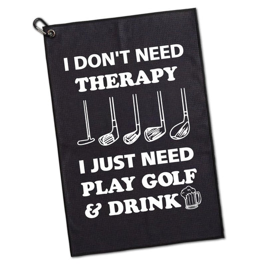 GEYGIE I Don't Need Therapy I Just Need Play Golf Printed Microfiber Golf Towel, Funny Golf Towel Gifts and Golf Accessories for Men Women Grandpa, Fathers Day Birthday Gift for Golf Lover