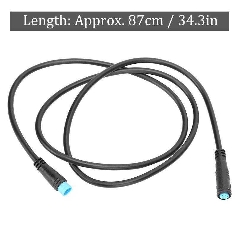 4 Pin Motor Convert Extension Cable,34.3in Waterproof 4 Pin Male to 4 Pin Female Cable Connector for Electric Bicycle E‑Bike
