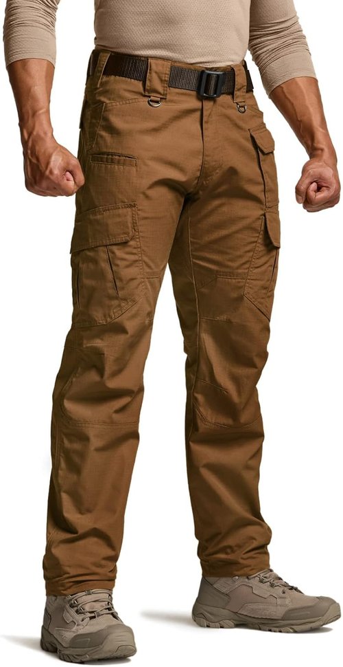 CQR Men's Tactical Pants - Lightweight Water Resistant Ripstop Cargo Pants for Outdoor Work & Hiking
