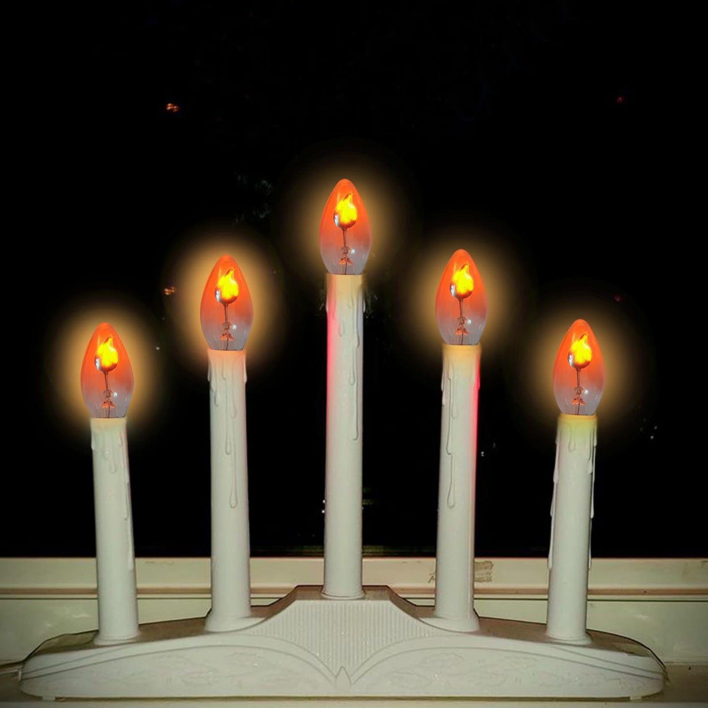 Flickering Flame Light Bulbs, C7 Clear E12 Base Night Light Bulb, 1 Watt, 12 Pack - for Outdoor Lights, Nightlight, Candle Chandelier, Halloween Christmas Decor