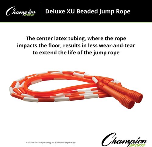 Champion Sports Deluxe XU Beaded Jump Rope - Adjustable Lengths for All Ages and Skill Levels