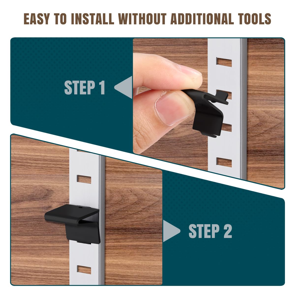 Lenink 256P-ZC Adjustable Pilaster Shelf Clip, 28 Pcs Black Shelving Brackets Clips for Metal and Wood Shelving