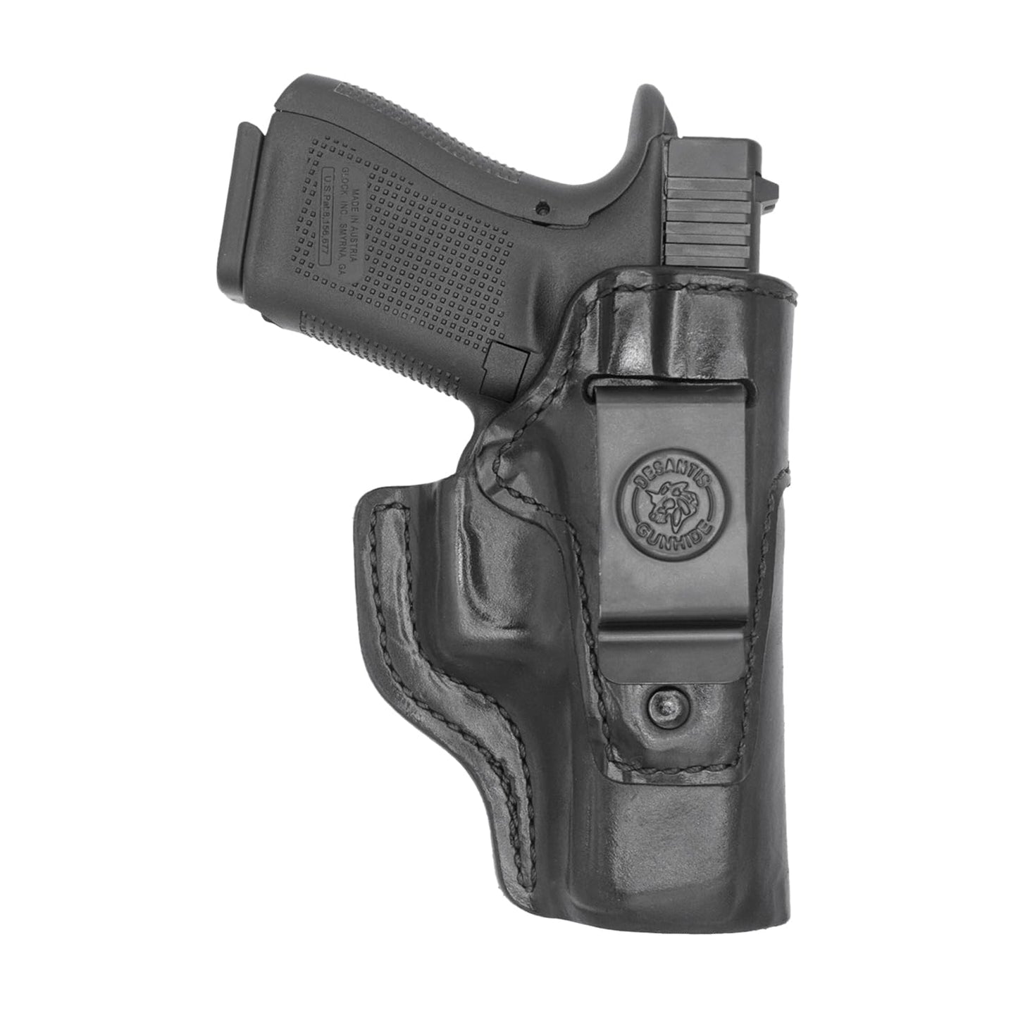 Desantis Inside Heat IWB Gun Holster - Concealed Carry, Leather Holster IWB for Pistols, Fits the Glock 19, 19 Gen 5, 23, 32, 19X, 45; Ruger RXM - Right Hand Draw, Black