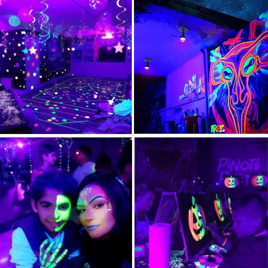 GODUORA 8-Pack LED Black Bulb, A19, UVA 385-400NM, 9W (100W Equivalent), E26 Head, Non-Dimmable, for Halloween Decorations, Glow Parties, Fluorescent Posters