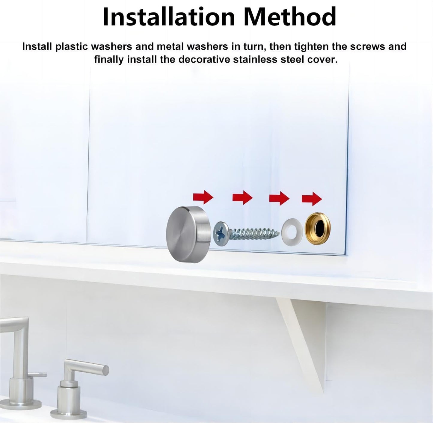 CKKAPTURE 20 Pieces Stainless Steel Screw Cover Cap - 16mm Mirror Nails for Furniture, Mirrors, Signage, and Advertising Hardware