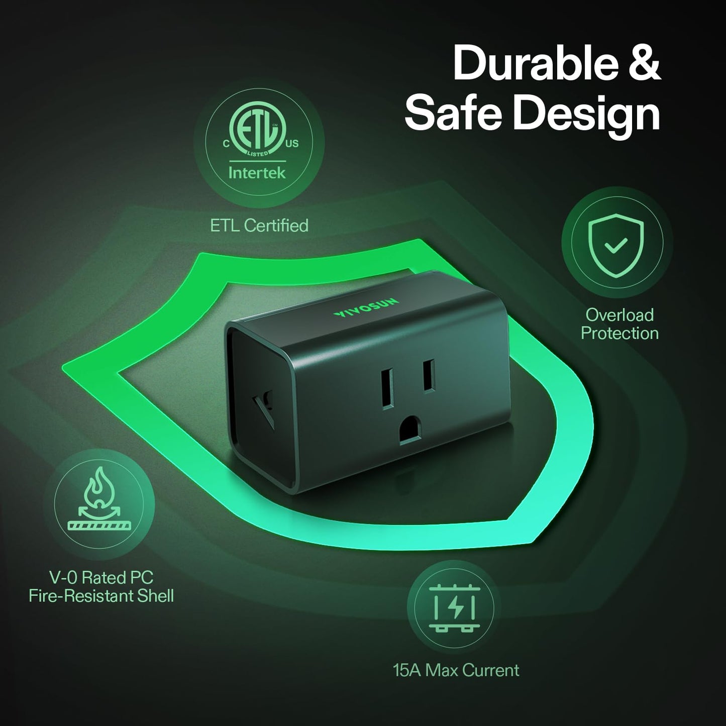 VIVOSUN GrowHub Outlet Controller A10, Smart WiFi Outlet, Smart Plug, 15A 1800W, Remote Control, Compatible with Vivosun App for Grow Tent