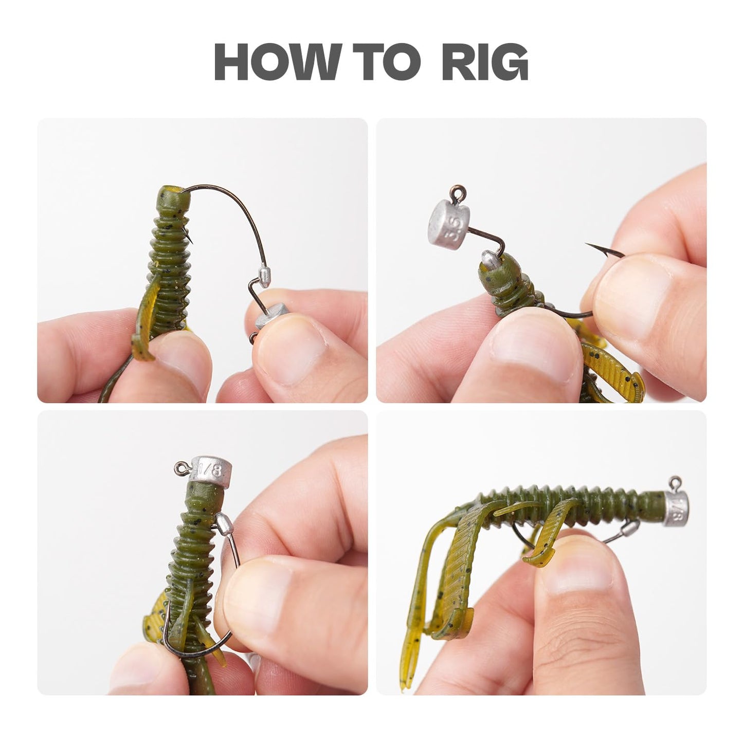 20Pack Weedless Ned Rig Jig Heads with Molded Bait Keeper System – Mushroom Head for Weedless Finesse Bass Fishing 1/16 1/8 3/16 1/4oz