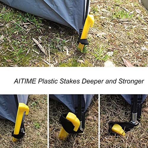 Yellow 30 Pcs 9 Inch Plastic Tent Stakes for Camping & Outdoor Use