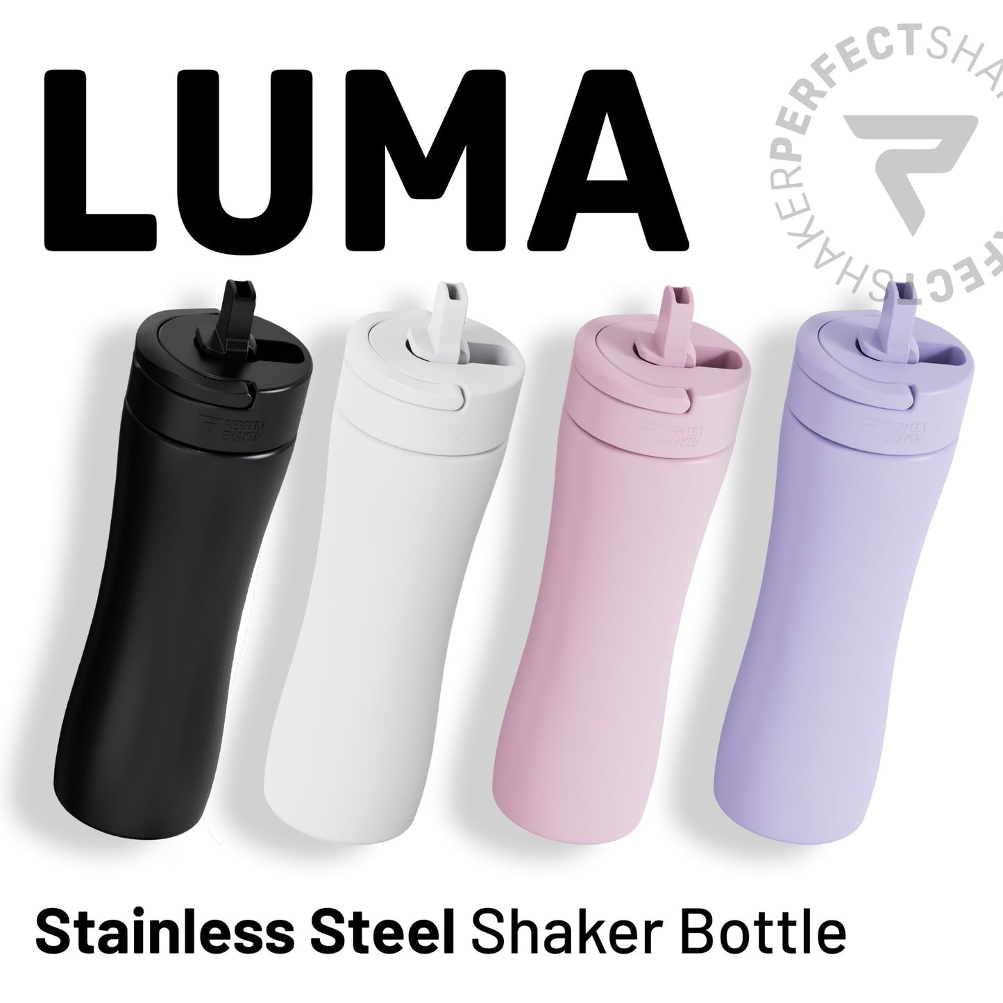 PerfectShaker LUMA Premium Stainless Steel Shaker with Built-in Straw - Double Wall Vacuum Insulated, Leak-Proof, Non-Toxic, ActionRod Mixing – Gym, Fitness & Travel Protein Shaker - 22oz (Blush)