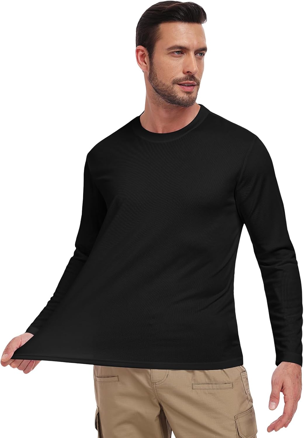 Skiennix Men's UPF 50+ Long Sleeve Tee - Quick Dry UV Sun Protection for Athletic Activities