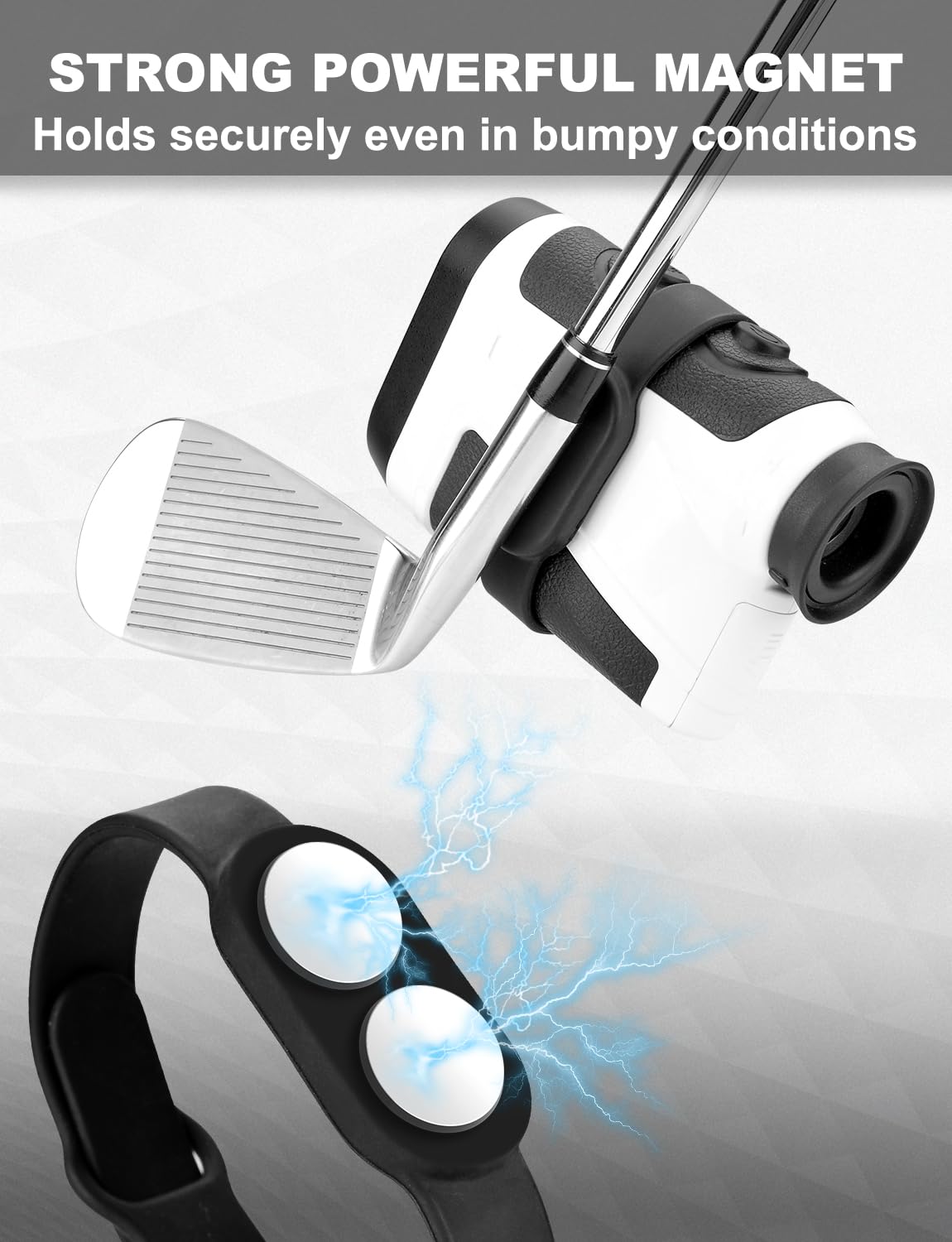 Lamborsafe Golf Rangefinder Magnetic Strap Holder Mount, Adjustable Slim Magnetic RangeFinder Wrap with Strong Magnet for Golf Cart, Range Finder Strap Easy Access and Clean