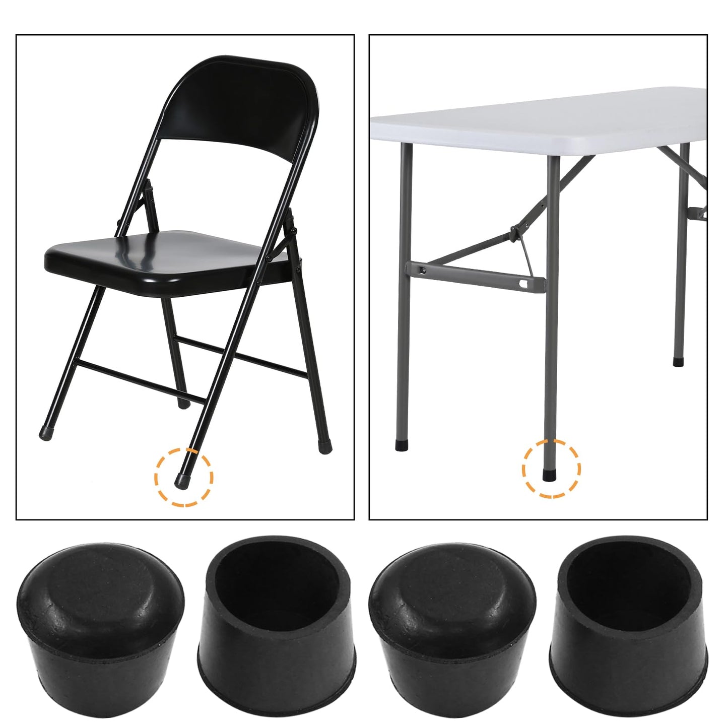 Piutouyar Round PVC Rubber Furniture Covers, 35mm / 1-3/8 Inches Table Chair Leg Tip Protectors, Non-Slip End Cap for Protect Surfaces, Black (16Pcs)