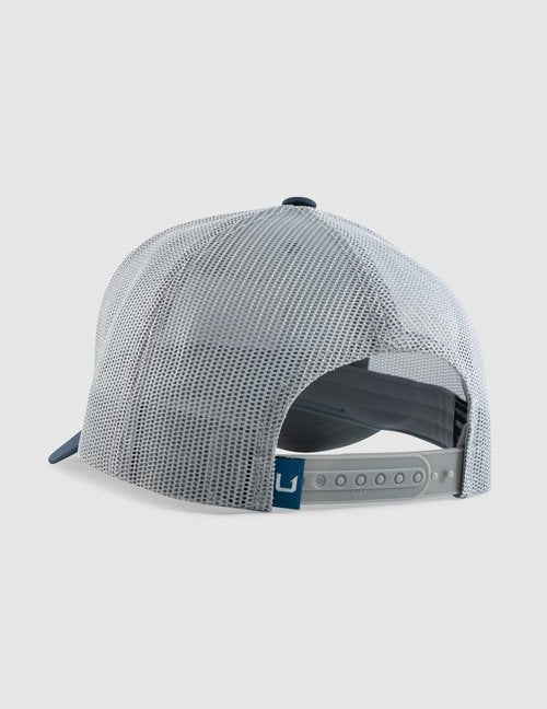 HUK - Mens Trucker Hat, Anti-Glare Snapback Fishing Hat for Men, Huk Logo - Navy, One Size