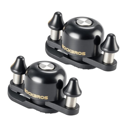 ROCKBROS Bike Bell for Adults 180 Degrees Adjustable Dual-Hammer Bicycle Bell - Loud Brass Ring, Universal Strap-On Mount for Road/Mountain/EBikes, Mini & Stylish Design