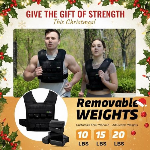 Adjustable Weighted Vest Compact Fitness Gear – 20 lbs Capacity for Men and Women, Sturdy Oxford Cloth, Ideal for Running, CrossFit, Cardio, Strength Training, Posture Support, Ergonomic Design