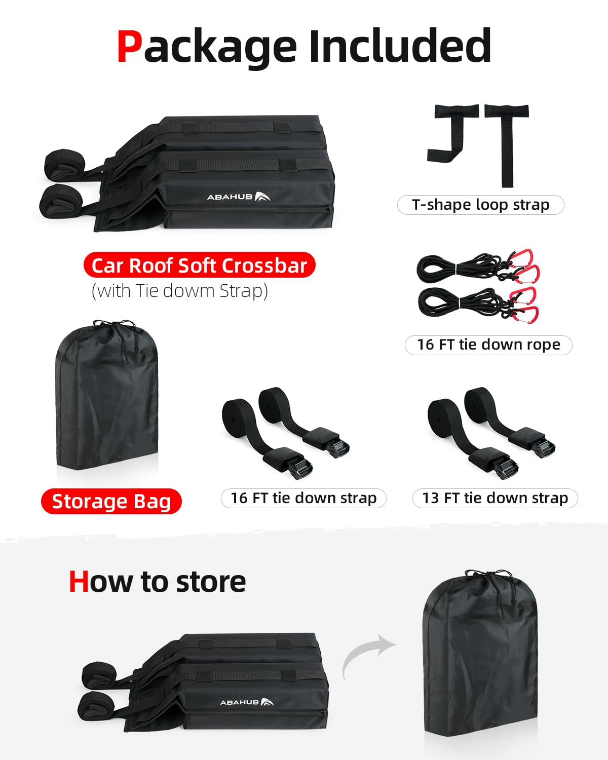 Abahub Soft Roof Rack Pads System for Surfboard, Kayak, Canoe 32 Inch