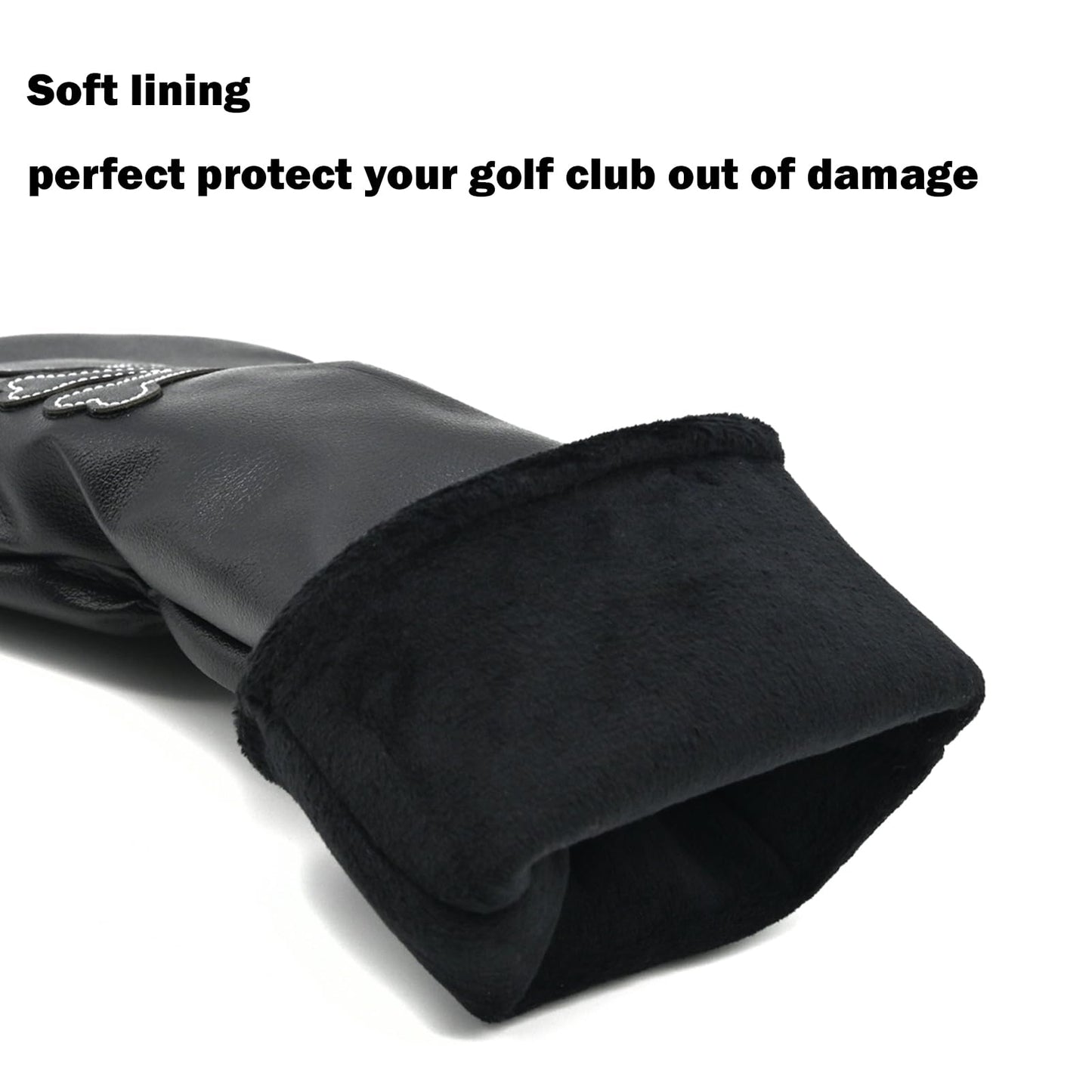 4 Pcs Golf Club Head Covers PU Leather Skull Golf Club Covers for Drivers, Fairway Woods, and Hybrids Fit Most Golf Clubs Golf Headcovers Set (Black)
