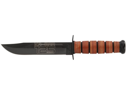 KA-BAR USMC 125th Anniversary Fixed Blade Knife 7" Clip Point 1095 Cro-Van Black Blade Ultramid Handle Black