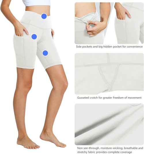 Baleaf Women's High Waist Biker Shorts - Comfortable Spandex with Pockets | 8"/5"/3" Sizes Available