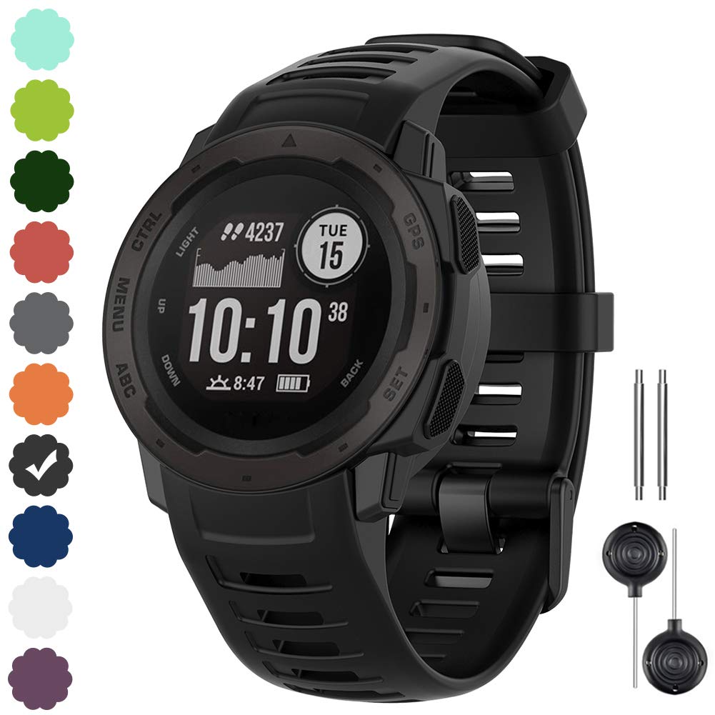 Watbro Bands Compatible with Garmin Instinct Sports GPS, Soft Silicone Adjustable Replacement Wristbands for Garmin Instinct/Tide/Tactical