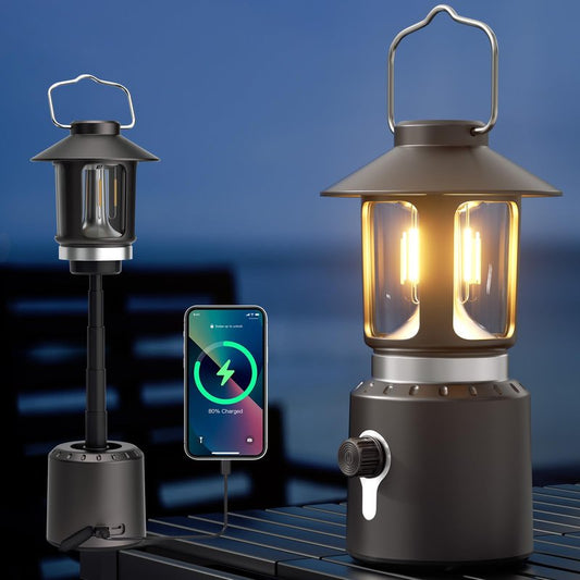 Bylitodt Camping Lantern Rechargeable, Telescopic 8000mAh Retro Waterproof Camping Light, Electric Lanterns for Power Outages, Vintage Hurricane Lamp for Tent Outdoor Patio RV Fishing