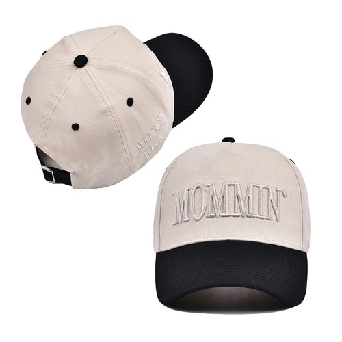Mommin Hat,Vintage Two-Tone Women's Baseball Cap, Mommin Trucker Hats for Women Adjustable Baseball Cap Beige