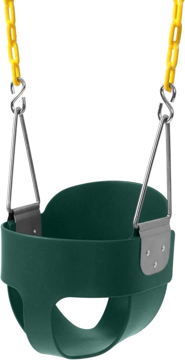 Skiennix High Back Full Bucket Toddler Swing Seat - Yellow Coated Chains, Fully Assembled