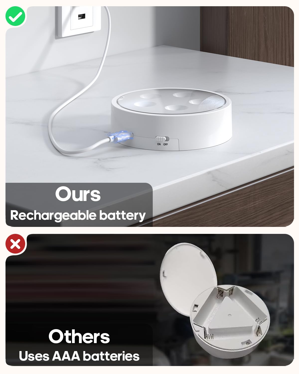 Puck Lights with Remote Control,Under Cabinet Lighting Magnetic,LED Closet Lights Rechargeable,Dimming Tap Light, Stick on Lights, for Closet, Bedroom Wall, Under Cabinet(Warm Color)2 Pack