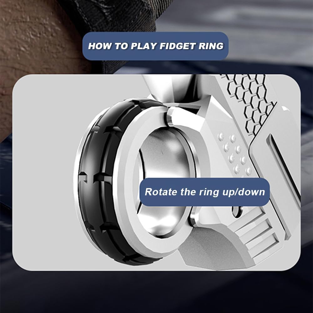 Metal Fidget Toys - Alloy Fingertip Launcher Ring for Stress Relief | Black Adult Sensory Toy